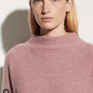 Vince Boiled Cashmere Funnel Neck Pullover Sweater Heather Mauve Orchid Pink S